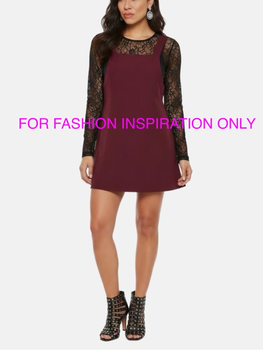 Kimchi Blue Fit & Flare Linen Mini Dress Womens Size 4 Burgundy Cottagecore